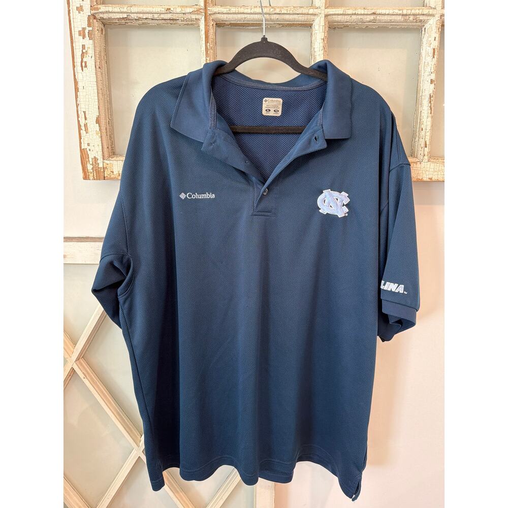 Columbia PFG size XL North Carolina Tar Heels Navy Blue Polo Shirt